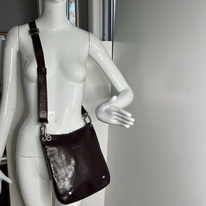 Longchamp Burgundy Patent Leather Crossbody Bag